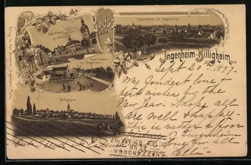 AK Ingenheim-Billigheim, Schulhaus, Rathaus von Billigheim, Hauptstrasse von Ingenheim