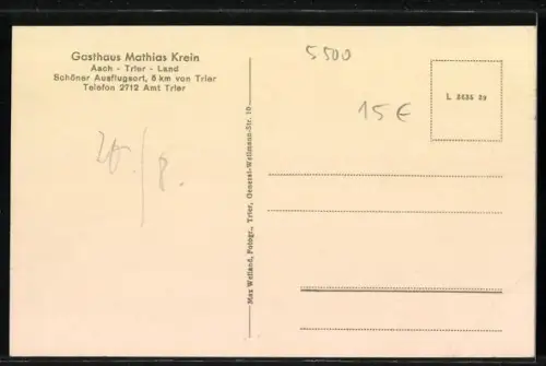 AK Aach / bei Trier, Gasthaus Mathias Krein