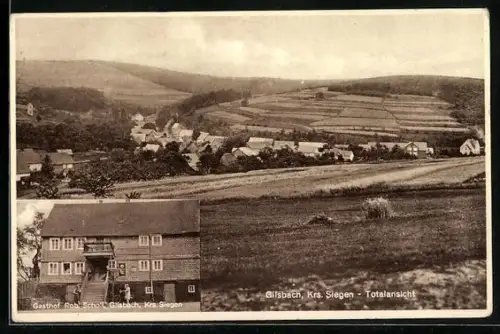 AK Gilsbach, Gasthof Rob. Scholl, Blick auf das Dorf