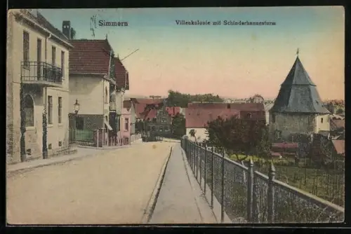 AK Simmern / Hunsrück, Villenkolonie mit Schinderhannesturm