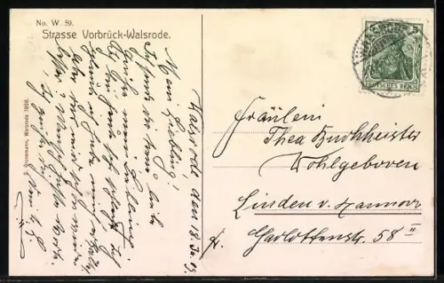 AK Walsrode, Strasse Vorbrück nach Walsrode mit Automobil- und Fahrradhandlung