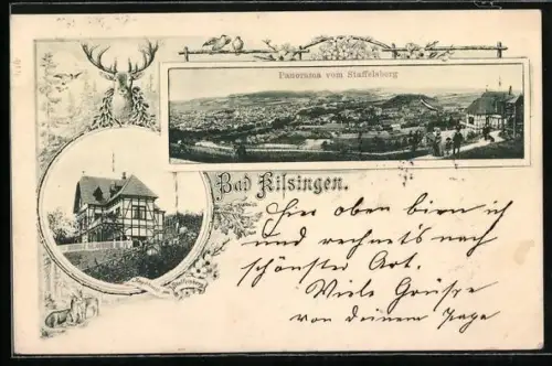 AK Bad Kissingen, Gasthof Jagdhaus am Staffelsberg, Panorama