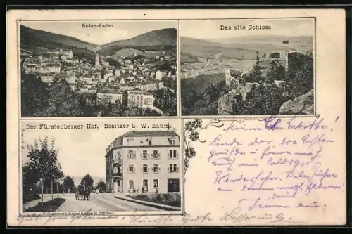 AK Baden-Baden, altes Schloss, Fürstenberger Hof