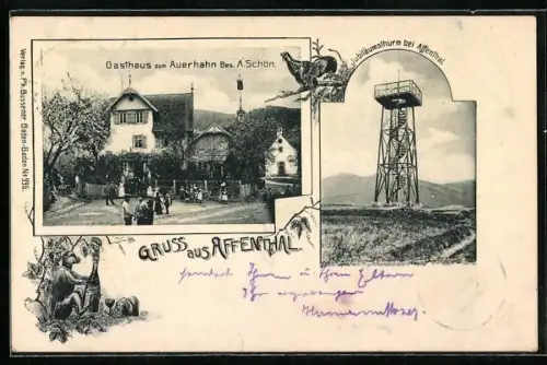 AK Affenthal, Gasthaus zum Auerhahn, Bes. A. Schön, Jubiläumsthurm