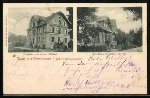AK Obersasbach b. Acher, Gasthaus zum neuen Erlenbad, Handlung von Isidor Striebel