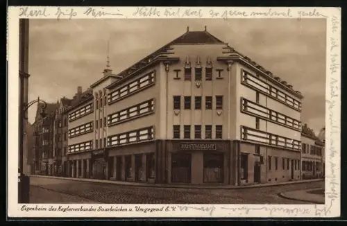 AK Saarbrücken, Eigenheim des Keglerverbandes, Ecke Grossherzogfriedrich- und Bleichstrasse