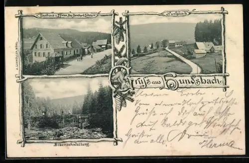 AK Hundsbach / Schwarzwald, Gasthaus zum Löwen, Bes. Bernhard Schnurr, Hundsbach und Biberschwallung