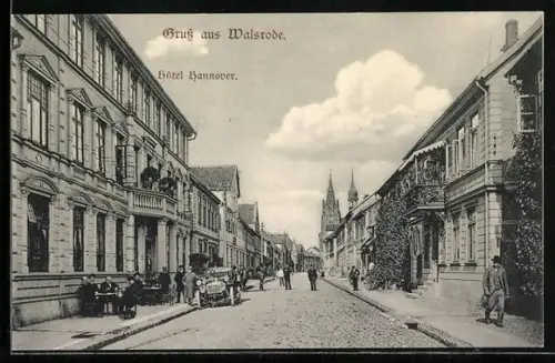AK Walsrode, Hotel Hannover mit Strassenpartie