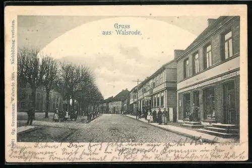 AK Walsrode, Kirchstrasse mit Kolonialwarenhandlung