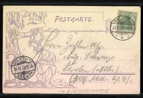 AK Walsrode, Kirchstrasse mit Kolonialwarenhandlung