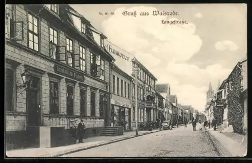AK Walsrode, Postamt und Geschäfte auf der Langestrasse