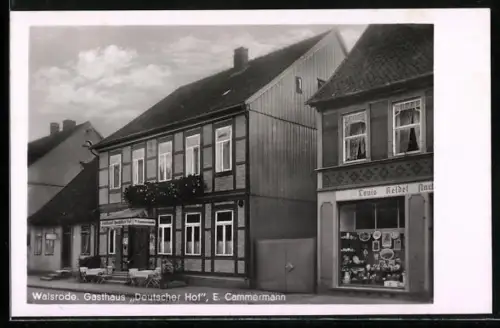 AK Walsrode, Gasthaus Deutscher Hof, Bes. E. Cammermann, Geschäft Louis Heidel