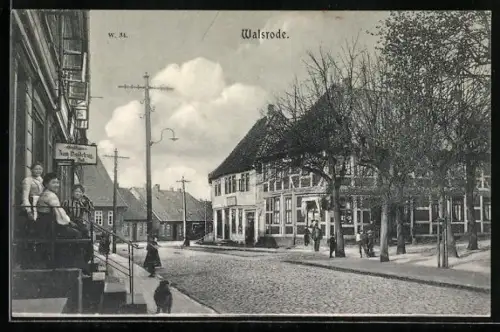 AK Walsrode, Strasse mit Gasthaus zum Heidekrug, Inh. Louis Rust
