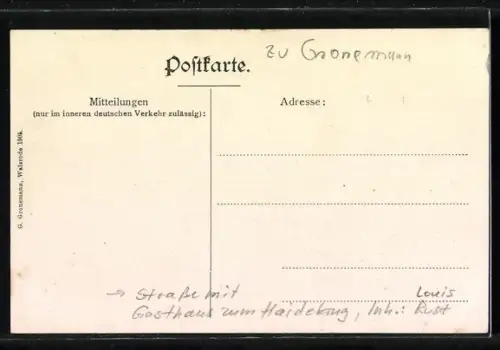 AK Walsrode, Strasse mit Gasthaus zum Heidekrug, Inh. Louis Rust