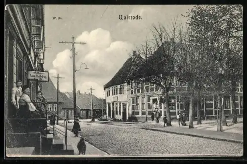 AK Walsrode, Strasse am Gasthaus zum Heidekrug, Inh. Louis Rust