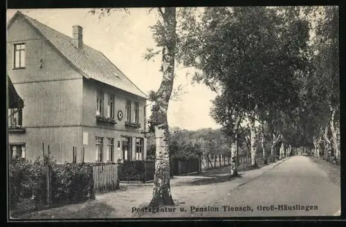 AK Gross-Häuslingen, Postagentur und Gasthaus Tiensch