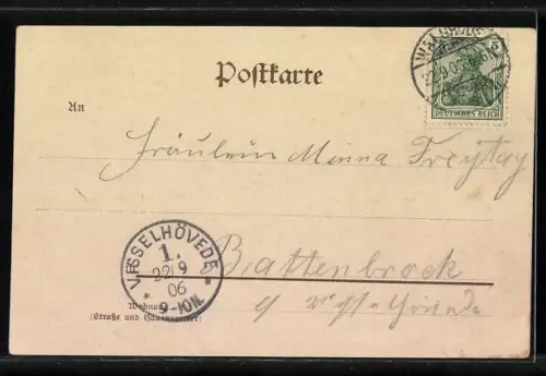 AK Jarlingen /Lüneburger Heide, Teich mit Schwänen, Rehe in einem Gehege, Partie im Ort