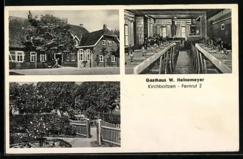 AK Kirchboitzen, Gasthaus W. Heinemeyer, Gartenansicht