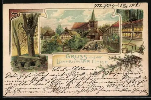 Lithographie Eine Imkerei in der Kirche Gellersen
