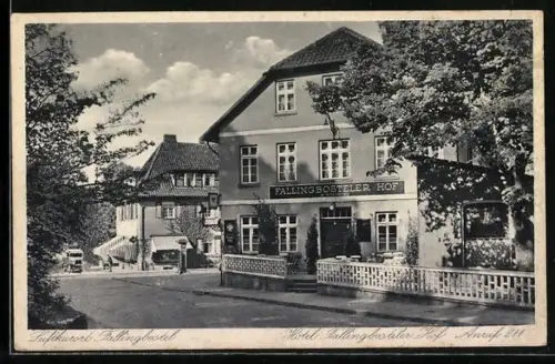 AK Fallingbostel, Hotel Fallingborsteler Hof und Geschäftshaus an der Strassenkreuzung