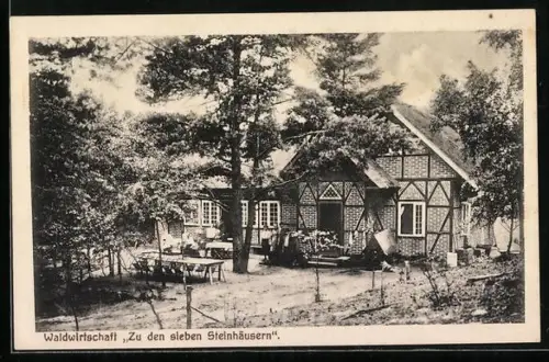 AK Ostenholz, Gasthaus zu den sieben Steinhäusern, Bes. W. Helms