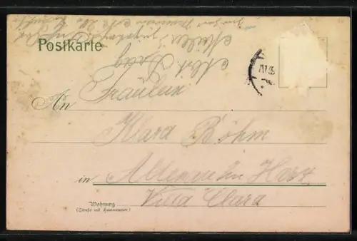 Lithographie Walsrode, Bohlenbach, Kirche, Denkmal, Bergstrasse, Langestrasse