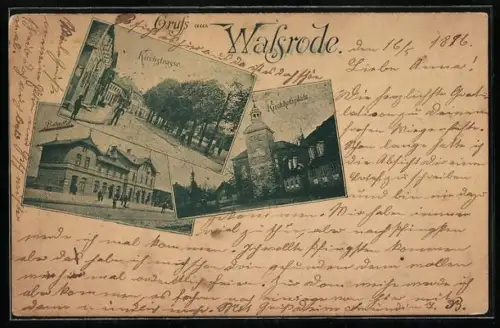 AK Walsrode, Bahnhof, Kirchstrasse, Kirchhofsplatz