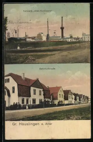 AK Gr. Häuslingen a. Aller, Kaliwerk Aller-Nordstern, Blick in die Bahnhofstrasse