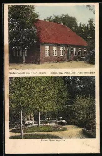 AK Kettenburg, Gasthaus von Heinrich Ebbers, Sommergarten