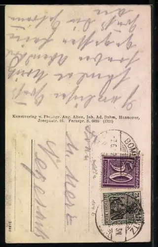 AK Kleinharl, Geschäftshaus H. H. Peters, Dorfpartie