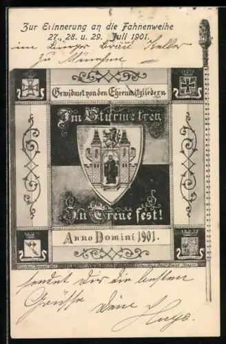 AK München, Fahnenweihe 1901, Im Sturm treu, In Treue fest