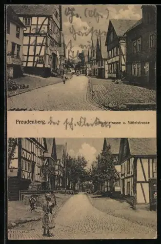 AK Freudenberg / Siegerland, Marktstrasse und Mittelstrasse