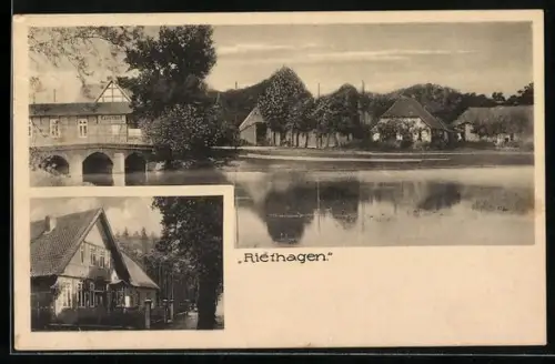 AK Riethagen, Gasthof Adolf Kirchhoff am Wasser
