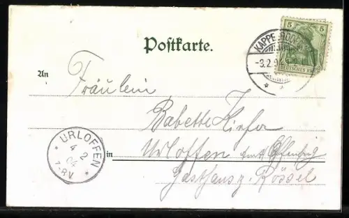 Lithographie Kappel-Rodeck i. Schwarzwald, Gasthaus zum Löwen, Bes. B. Blust, Schloss, Weinflaschen