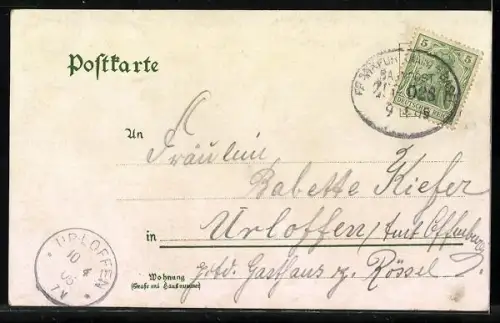 Lithographie Ottersweier, Gasthaus zur Krone, Gasthof zum Adler, Handlung Josef Feurer