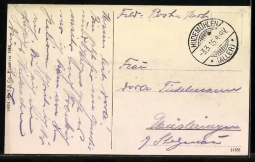 AK Hudemühlen, Gasthof Herm. Hohls. mit Garten