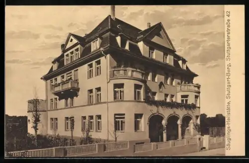 AK Stuttgart-Berg, Säuglings-Heilstätten in der Stuttgarterstrasse 42