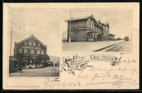 AK Walsrode, Bahnhofs-Hotel und Bahnhof