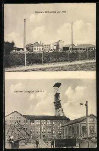 AK Hülsen, Kaliwerk Wilhelmine Juli 1912, Kaliwerk Carlsglück Juli 1912
