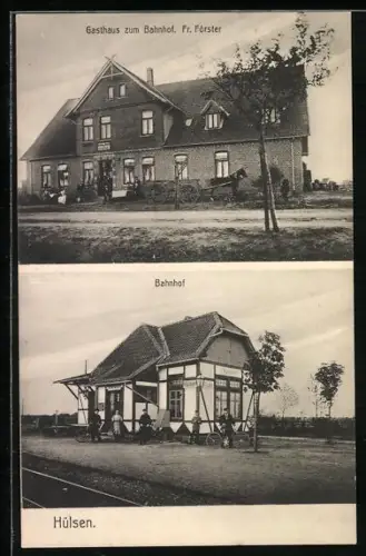 AK Hülsen, Gasthaus zum Bahnhof, Bahnhof