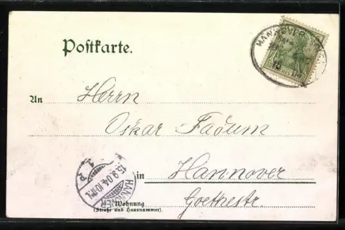 Lithographie Hope / Fallingbostel, Gasthaus von A. Feldmann, Bahnhof