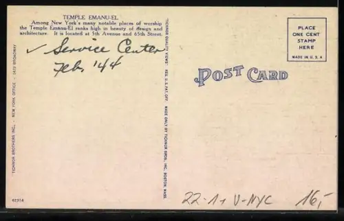 AK New York, NY, Temple Emanu-El, 5th Avenue, Synagoge