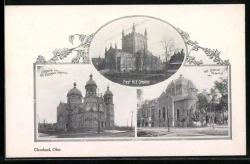 AK Chicago, OH, First M. E. Church, Church of St. Thomas Aquinas, The Jewish Temple