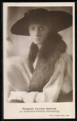 AK Prinzessin Caroline Mathilde zu Schleswig-Holstein-Glücksberg mit Hut