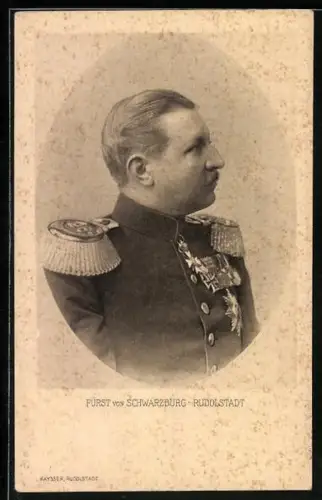 AK Fürst von Schwarzburg-Rudolstadt in Uniform mit Orden