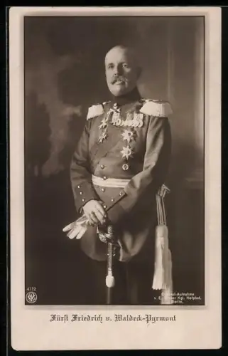 AK Fürst Friedrich von Waldeck-Pyrmont in Uniform