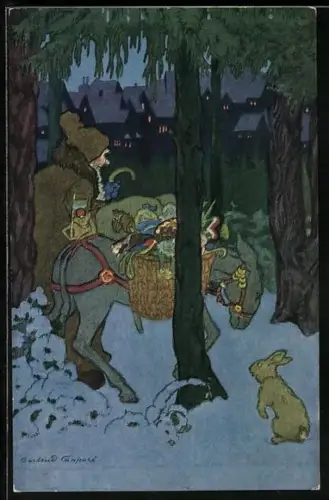 Künstler-AK Gertrud Caspari: Ruprechts Zug zur Stadt