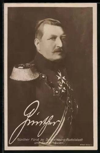 AK Fürst Günther zu Schwarzburg-Rudolstadt & Sonderhausen in Uniform mit Epauletten