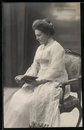 AK Prinzessin Sizzo von Schwarzburg beim Lesen portraitiert