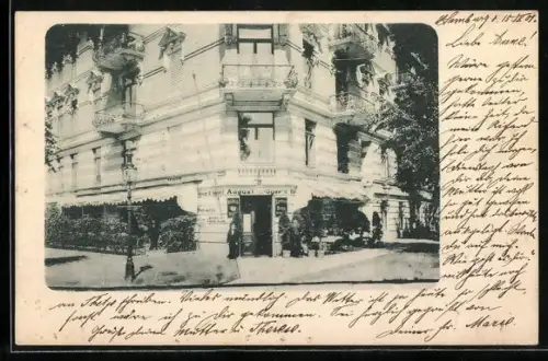 AK Hamburg-Eimsbüttel, Gasthof August Krieger, Marktplatz Ecke Eduardstrasse